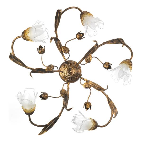 Plafonnier Arianna - Type A Verre satiné / Fer - Nb d'ampoules : 5