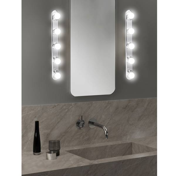 Wandleuchte Hollywood Polyester PVC - 5-flammig - Silber