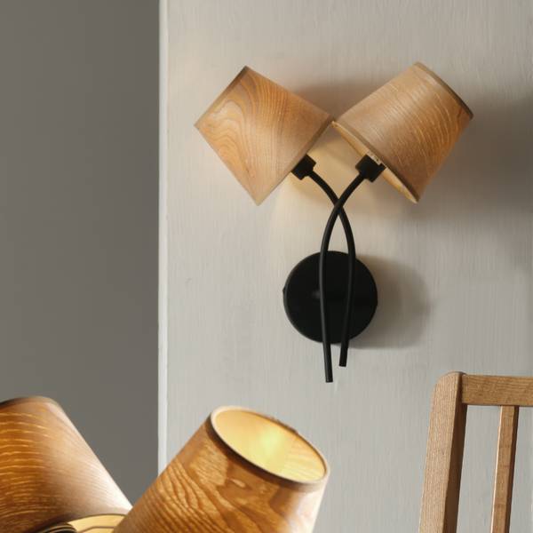 Wandleuchte Asia Bambus / Eisen - 2-flammig