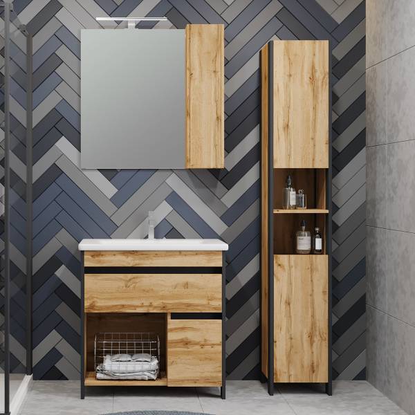 Badset Berkissa 3-teilig Wotaneiche Dekor