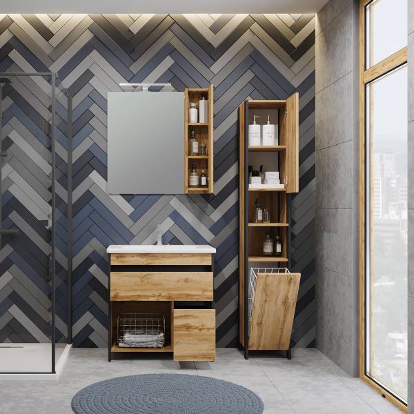 Badset Berkissa 3-teilig Wotaneiche Dekor