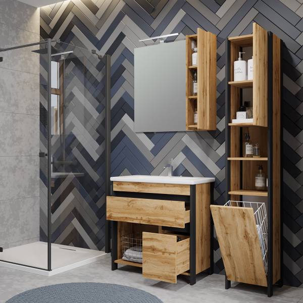 Badset Berkissa 3-teilig Wotaneiche Dekor