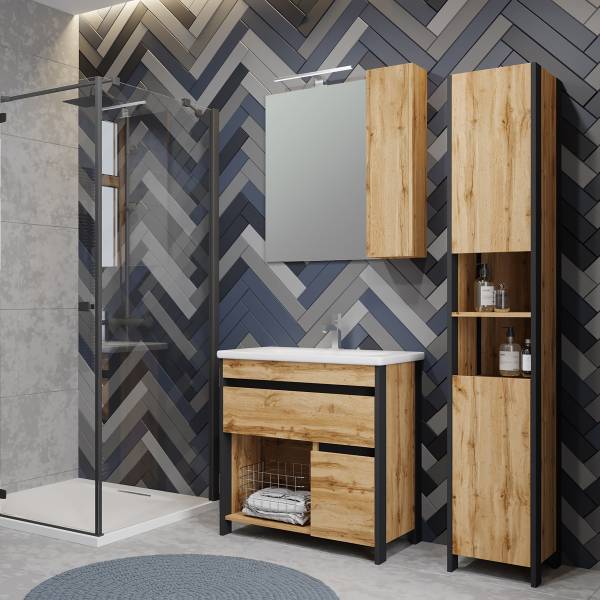 Badset Berkissa 3-teilig Wotaneiche Dekor