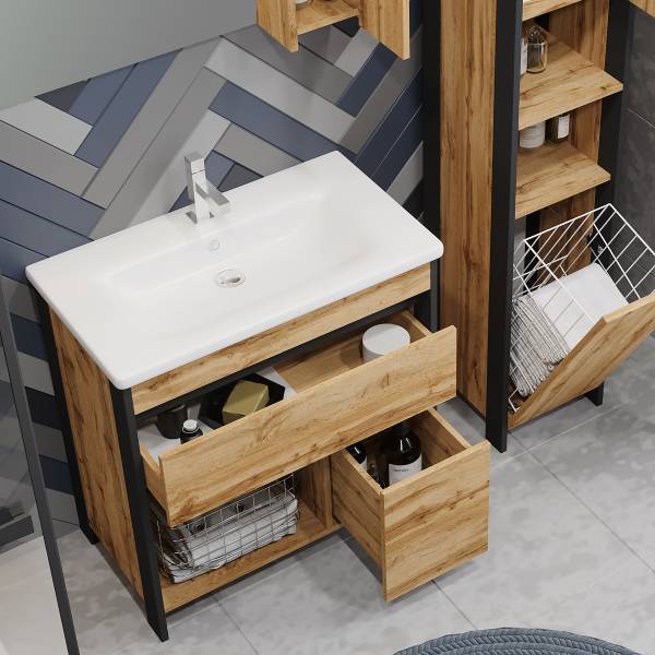 Badset Berkissa 3-teilig Wotaneiche Dekor