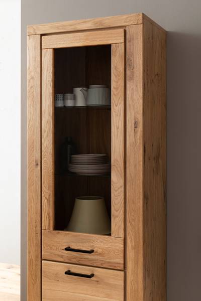 Vitrine sur pied Macunio Chêne sauvage, partiellement massif - Butoir à gauche