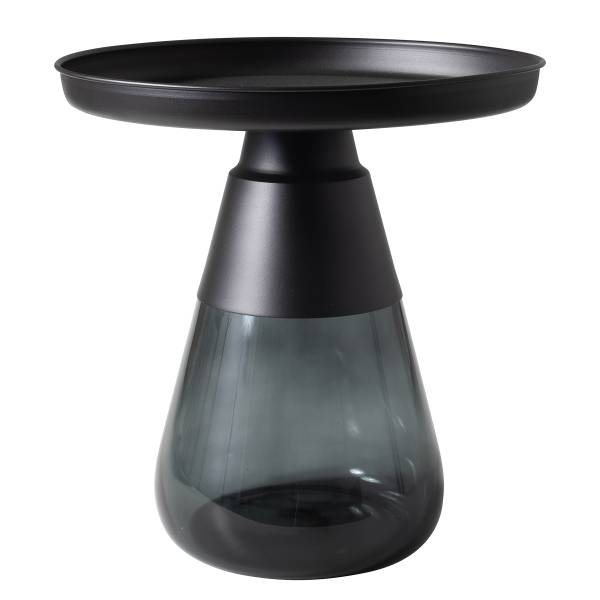 Tavolino Tayside Metallo / Vetro - Nero / vetro fumé