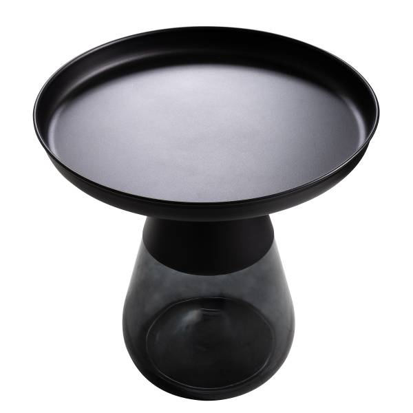 Tavolino Tayside Metallo / Vetro - Nero / vetro fumé