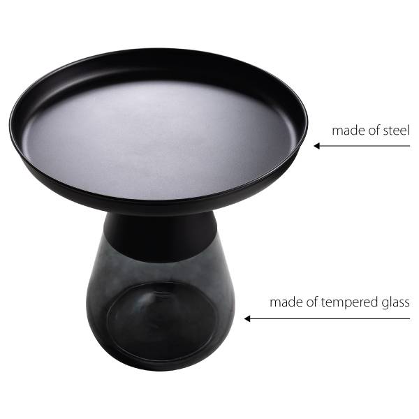 Tavolino Tayside Metallo / Vetro - Nero / vetro fumé
