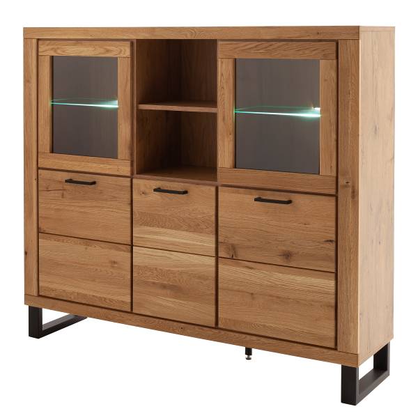 Buffet haut Macunio - 159 cm Chêne sauvage, partiellement massif