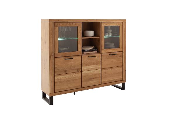 Buffet haut Macunio - 159 cm Chêne sauvage, partiellement massif