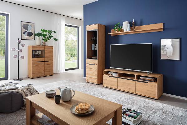 Meuble TV Skolo - 153 cm Chêne sauvage, partiellement massif