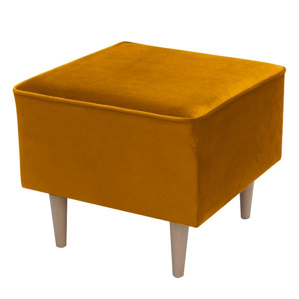 Oorfauteuil YUNA velours Ravi: mosterdgeel - met hocker