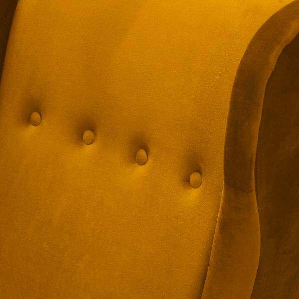 Oorfauteuil YUNA velours Ravi: mosterdgeel - met hocker