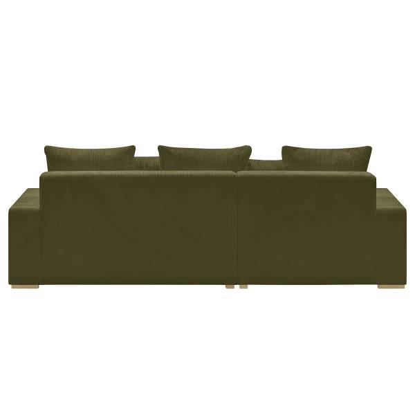 Divano letto angolare Badao Velluto a coste Poppy: verde oliva - Longchair preimpostata a sinistra