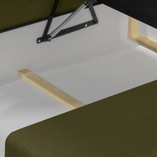 Divano letto angolare Badao Velluto a coste Poppy: verde oliva - Longchair preimpostata a sinistra