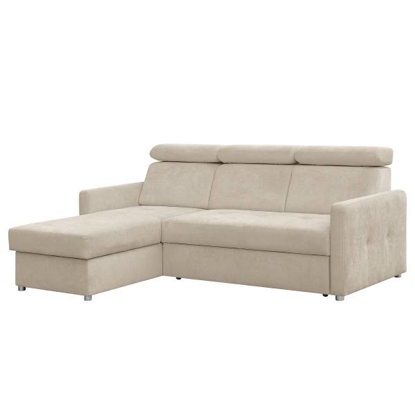 Divano letto angolare Sedam Tessuto Maris: Greige - Longchair preimpostata a sinistra