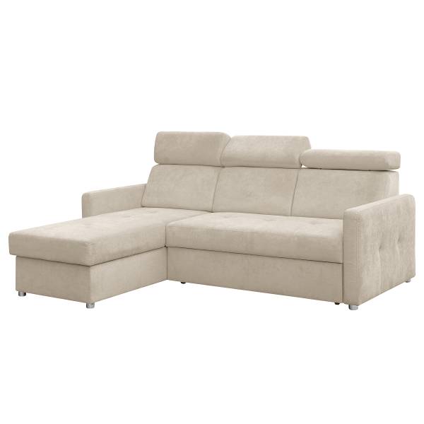 Divano letto angolare Sedam Tessuto Maris: Greige - Longchair preimpostata a sinistra