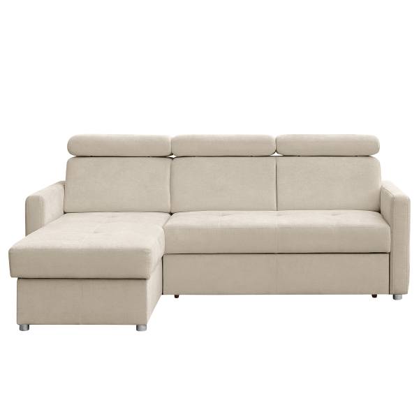 Divano letto angolare Sedam Tessuto Maris: Greige - Longchair preimpostata a sinistra