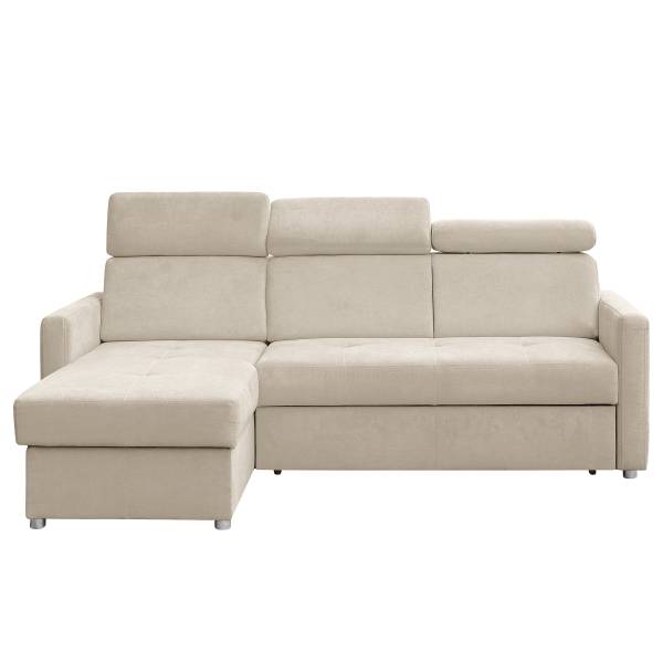 Divano letto angolare Sedam Tessuto Maris: Greige - Longchair preimpostata a sinistra