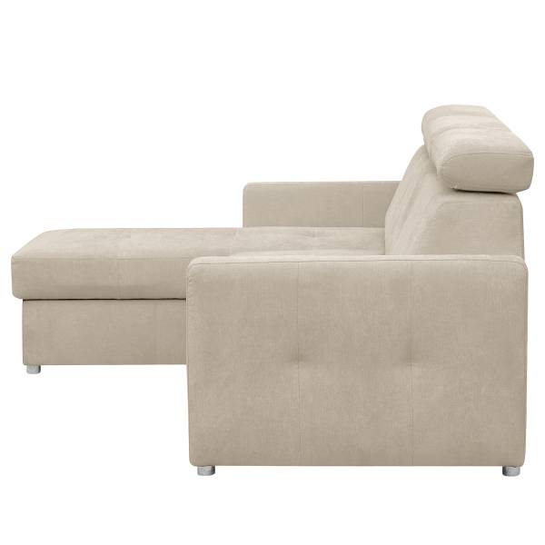 Divano letto angolare Sedam Tessuto Maris: Greige - Longchair preimpostata a sinistra