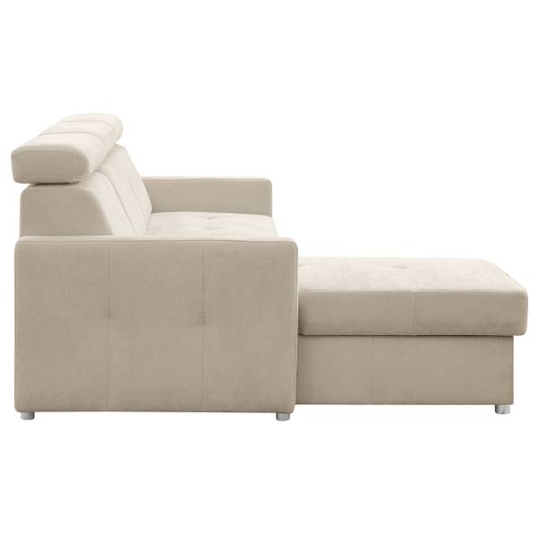 Divano letto angolare Sedam Tessuto Maris: Greige - Longchair preimpostata a sinistra