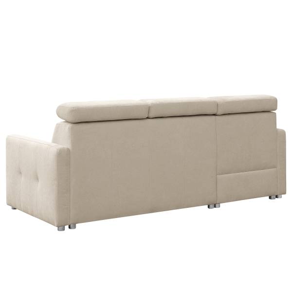 Divano letto angolare Sedam Tessuto Maris: Greige - Longchair preimpostata a sinistra