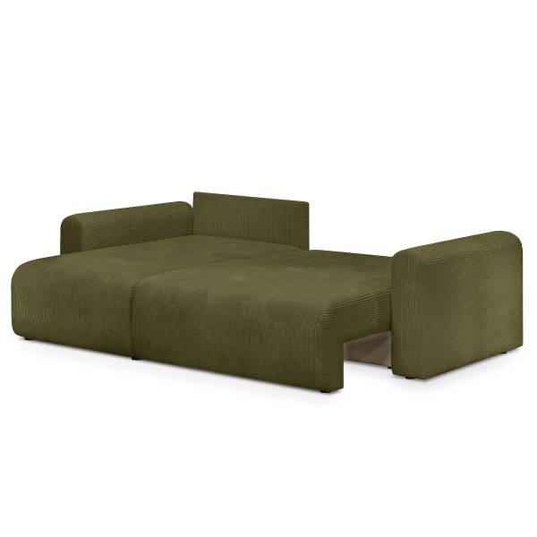 Hoekbank COBURN met slaapfunctie corduroy Poppy: olijfgroen