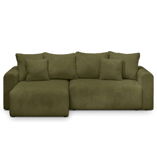Hoekbank COBURN met slaapfunctie corduroy Poppy: olijfgroen