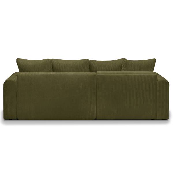 Hoekbank COBURN met slaapfunctie corduroy Poppy: olijfgroen