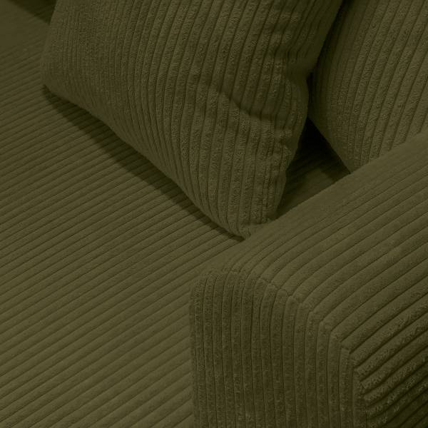 Hoekbank COBURN met slaapfunctie corduroy Poppy: olijfgroen