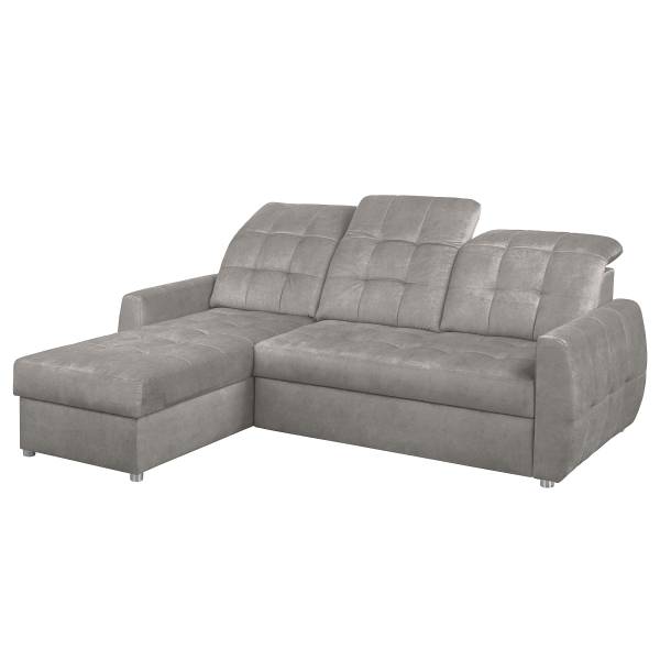 Ecksofa Lawki mit Schlaffunktion Samt Zelia: Hellgrau