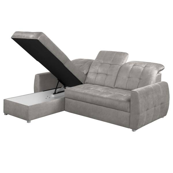 Ecksofa Lawki mit Schlaffunktion Samt Zelia: Hellgrau