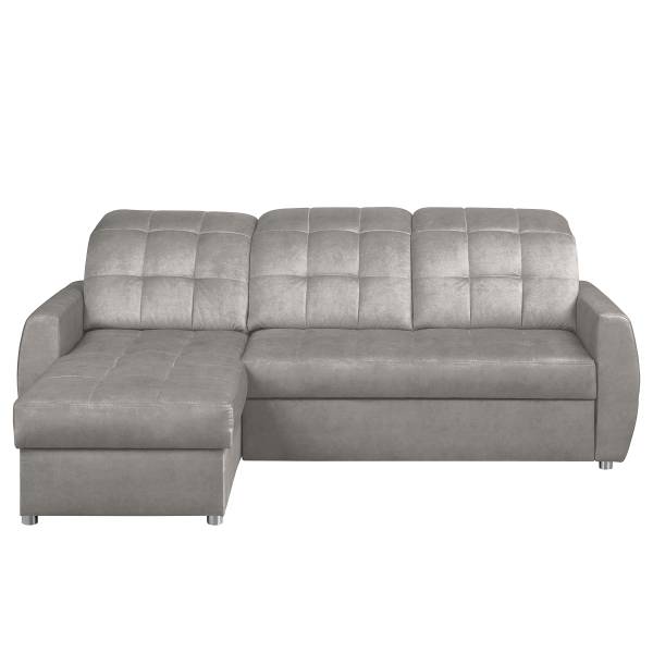 Ecksofa Lawki mit Schlaffunktion Samt Zelia: Hellgrau