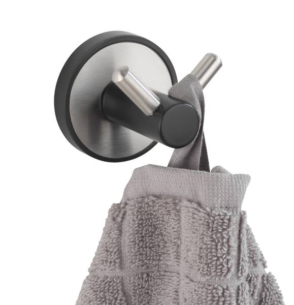 Wandhaken Udine Edelstahl - Silber / Schwarz