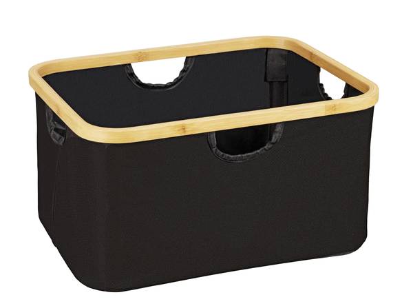 Aufbewahrungskorb Ecori 2er-Set Bambus / Polyester - Schwarz