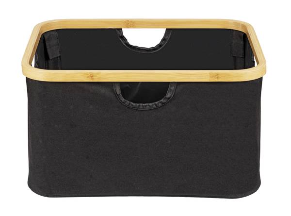 Aufbewahrungskorb Ecori 2er-Set Bambus / Polyester - Schwarz