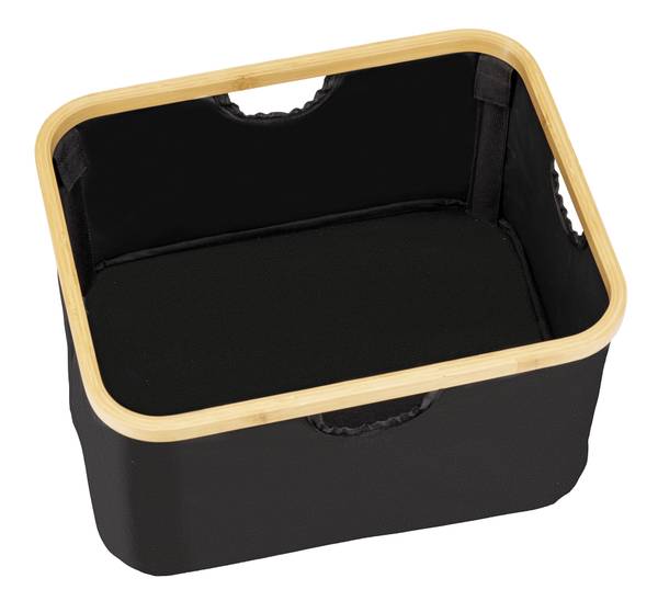 Aufbewahrungskorb Ecori 2er-Set Bambus / Polyester - Schwarz