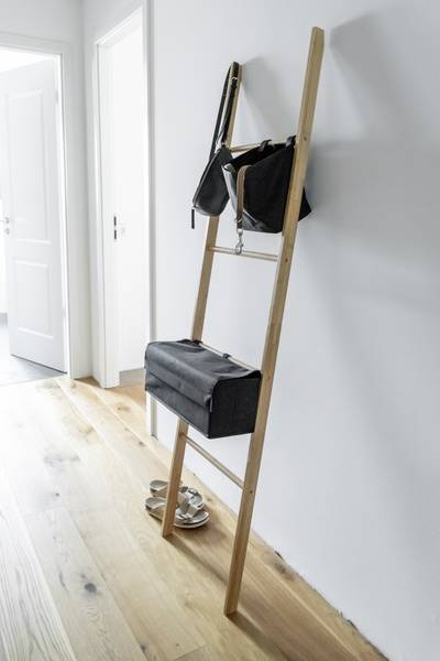 Handtuchleiter Ecori Bambus / Polyester - Schwarz