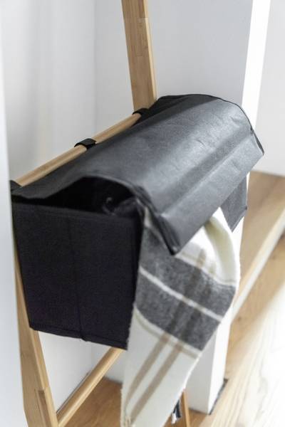 Handtuchleiter Ecori Bambus / Polyester - Schwarz