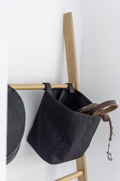 Handtuchleiter Ecori Bambus / Polyester - Schwarz