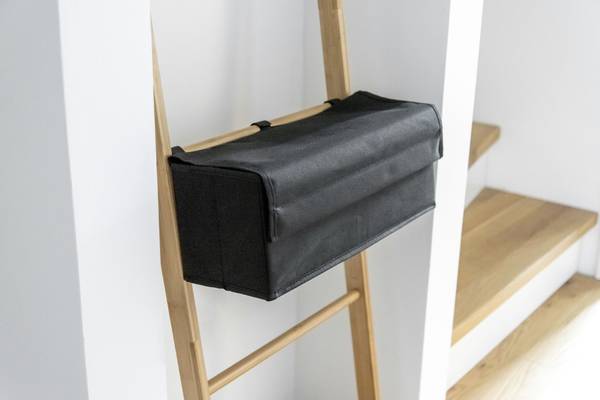 Handtuchleiter Ecori Bambus / Polyester - Schwarz