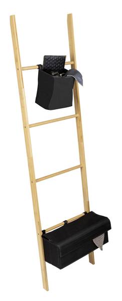 Handtuchleiter Ecori Bambus / Polyester - Schwarz
