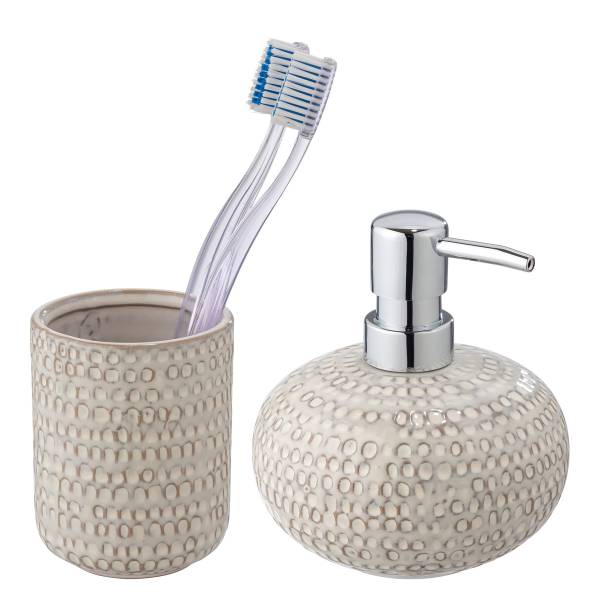 Bad-Accessoire-Set Pergole 2-teilig Keramik / ABS - Creme