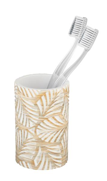 Bad-Accessoire Set Terralba Polyresin - Weiß / Gold