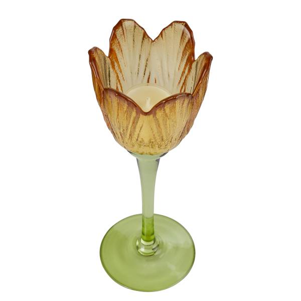 Photophore TULIP Tulipe Verre - Jaune