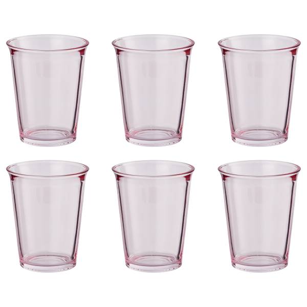 Verres GALET - Lot de 6 Verre - Rose - Capacité : 0.28 L