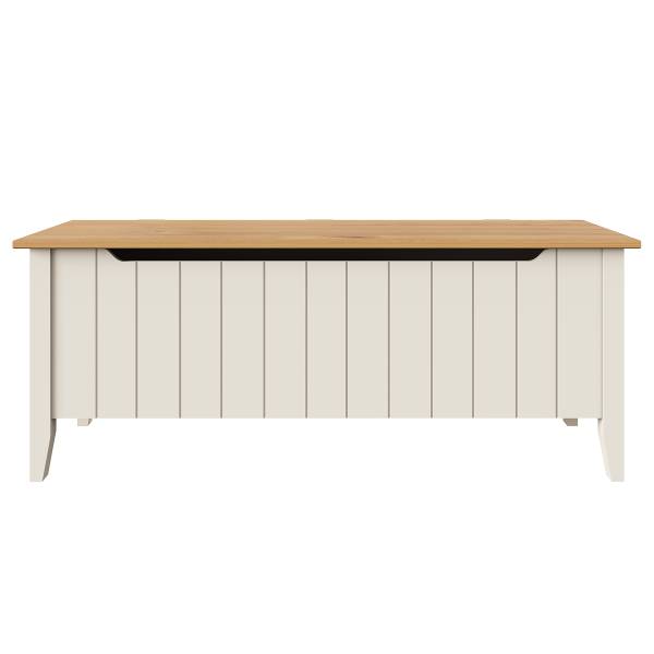 Houten bankje met opbergruimte ANDRAY grenenhout/crèmewit - Breedte: 120 cm