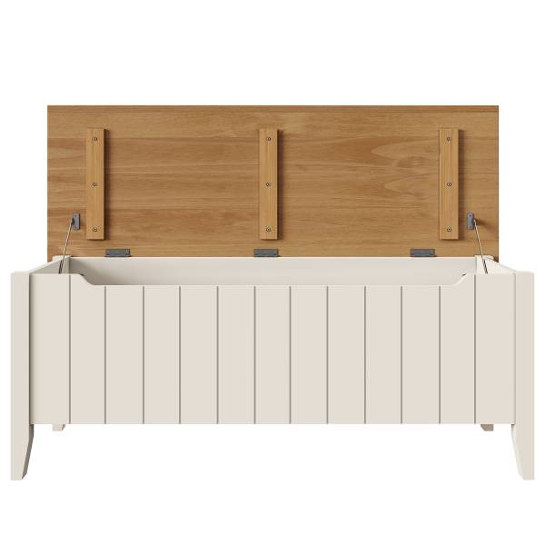 Houten bankje met opbergruimte ANDRAY grenenhout/crèmewit - Breedte: 120 cm