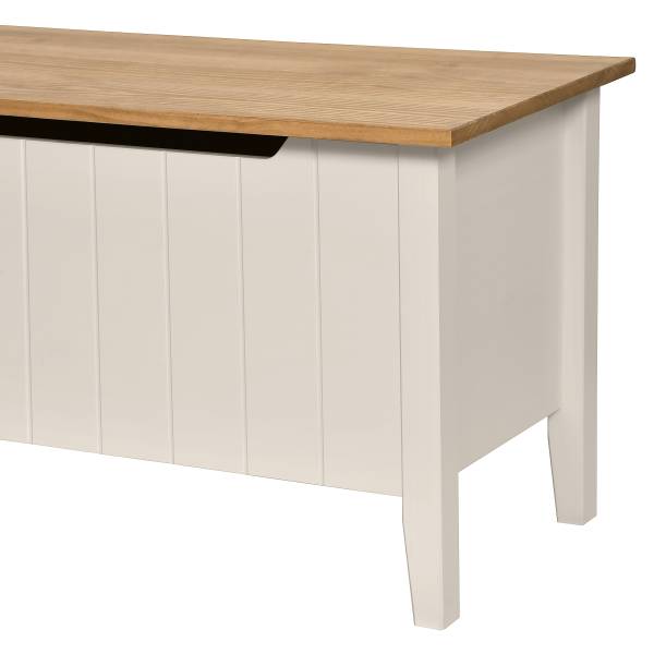 Houten bankje met opbergruimte ANDRAY grenenhout/crèmewit - Breedte: 120 cm