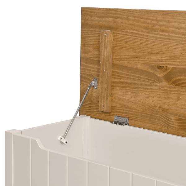 Houten bankje met opbergruimte ANDRAY grenenhout/crèmewit - Breedte: 120 cm